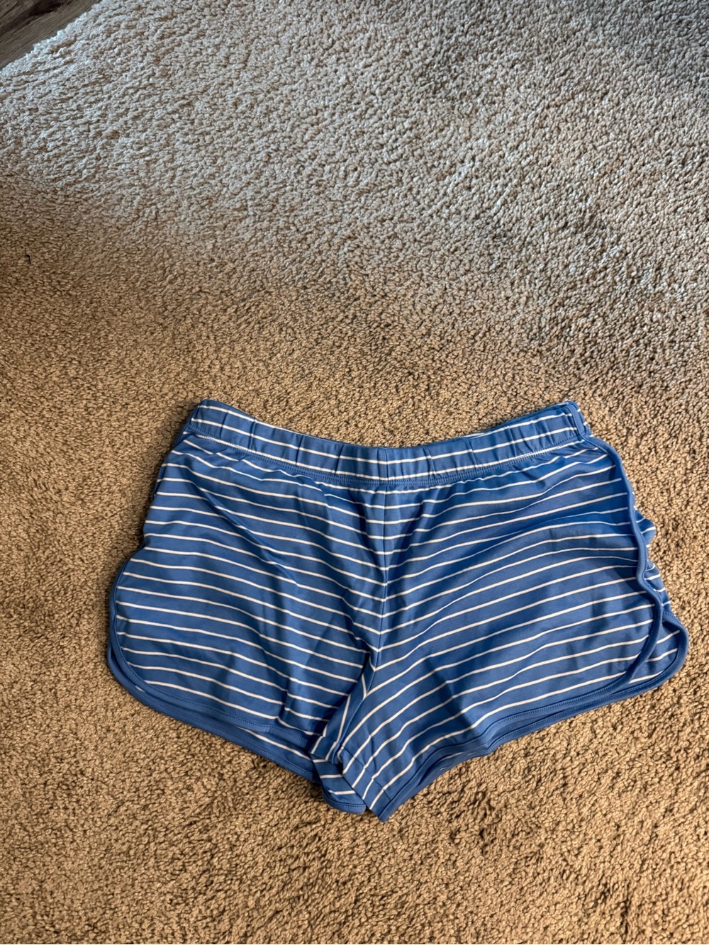 Blue Striped Women's Knit Pajama Shorts
